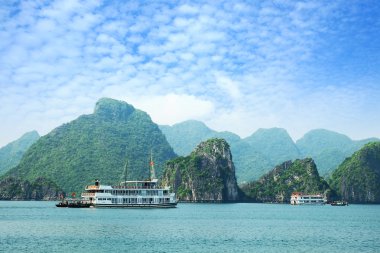 Halong Bay Vietnam. UNESCO dünya mirası. Vietnam'daki en popüler yeri.