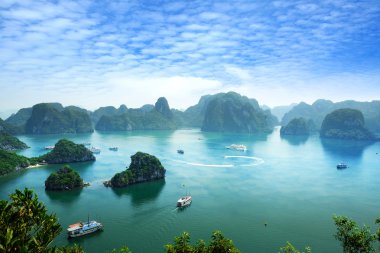 Halong Bay Vietnam. UNESCO dünya mirası. Vietnam'daki en popüler yeri.