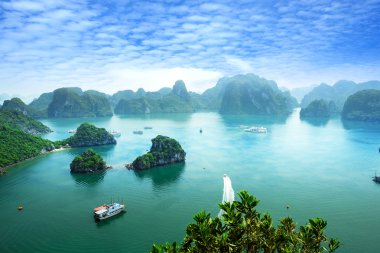 Halong Bay Vietnam. UNESCO dünya mirası. Vietnam'daki en popüler yeri.