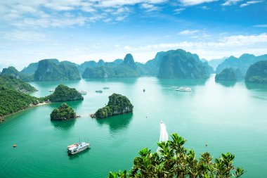 Halong Bay Vietnam. UNESCO dünya mirası. Vietnam'daki en popüler yeri.