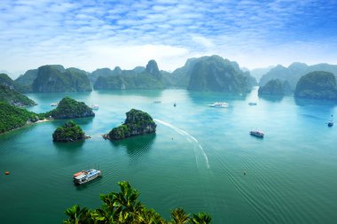 Halong Bay Vietnam. UNESCO dünya mirası. Vietnam'daki en popüler yeri.