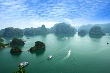 Halong Bay Vietnam. UNESCO dünya mirası. Vietnam'daki en popüler yeri.