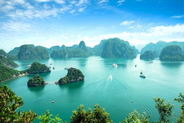 Halong Bay Vietnam. UNESCO dünya mirası. Vietnam'daki en popüler yeri.