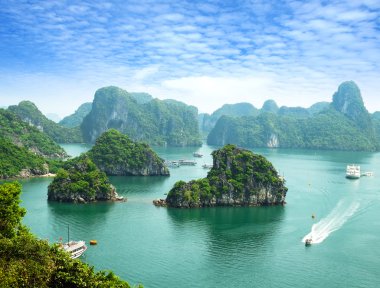 Halong Bay Vietnam. UNESCO dünya mirası. Vietnam'daki en popüler yeri.
