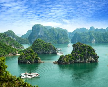 Halong Bay Vietnam. UNESCO dünya mirası. Vietnam'daki en popüler yeri.
