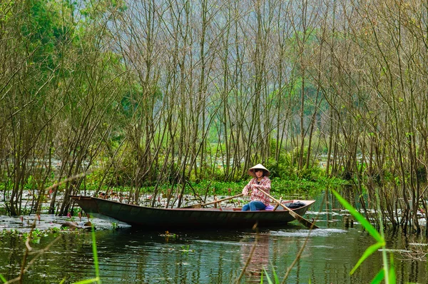 Barca a remi costume tradizionale nella foresta allagata il 29 novembre 2013 a Hanoi, VIETNAM . — Foto Stock