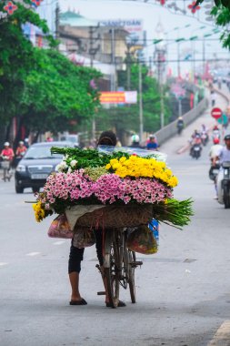 Vietnam çiçekçi satıcı sokakta hanoi, Vietnam. Bu satıcılar Hanoi, vietnam için küçük Pazar olduğunu.
