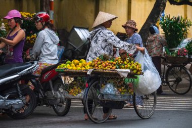 Vietnam çiçekçi satıcı sokakta hanoi, Vietnam. Bu satıcılar Hanoi, vietnam için küçük Pazar olduğunu.
