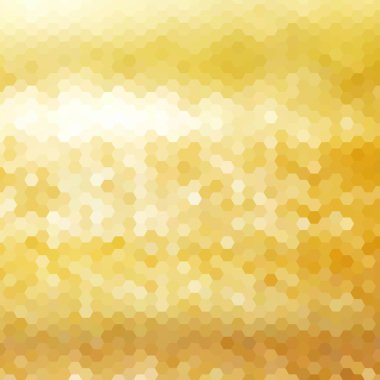 Altın altıgen arka plan. Çokgen biçiminde vektör. Sunum şablonu. Tasarım ögesi