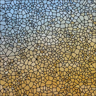 Arkasında ışık olan mavi ve altın renkli mozaik ayna