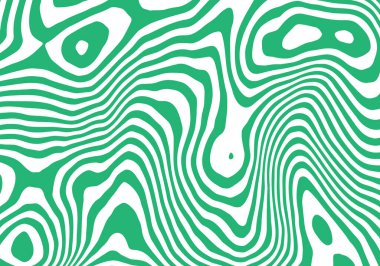 Taze Yeşil Tonlar Hipnotik, Modern, Ekolojik Dokuda Bükülmüş Çizgilerin Op Sanat Soyutlaması.