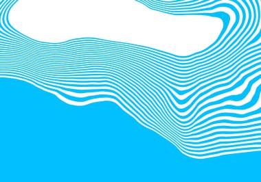 Beyaz ve Turkuaz Contour Çizgilerinin Soyut Düzeni Uçaklar Arasında Dalgalı, Zarif Sınır Oluşturuyor.