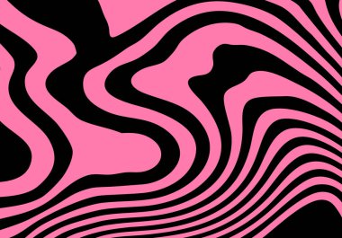 Derin Pembe ve Siyah Bir Optik Sanatı Yaratan Yumuşak Organik Çizgilerle Oyuncu ve Göz Algılayıcı Arkaplan.