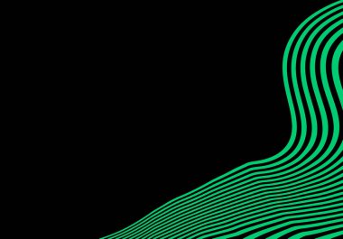 Üst siyah boşluğu ayıran çarpık çizgilerle yeşil renkli optik sanat.