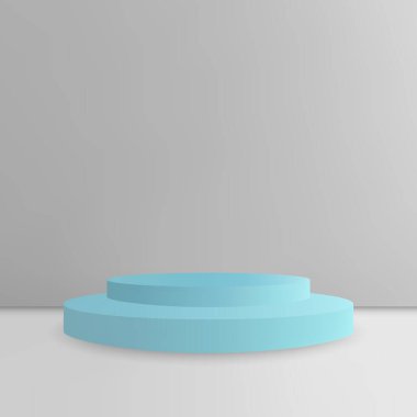 Açık turkuaz renkli iki katlı podyum standı