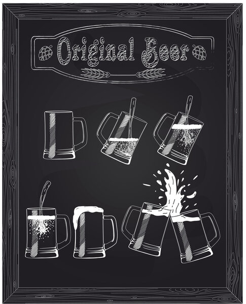 красивые пять чашек пива
