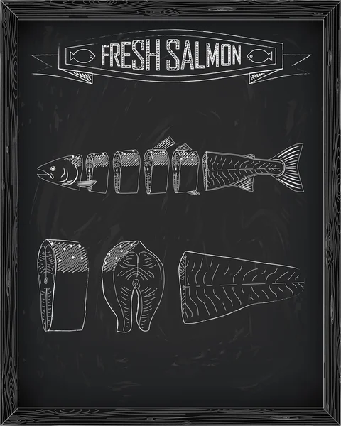 Régimen de despiece salmón fresco — Vector de stock