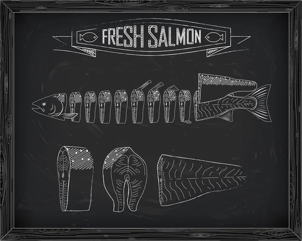 Regime de corte de salmão fresco — Vetor de Stock