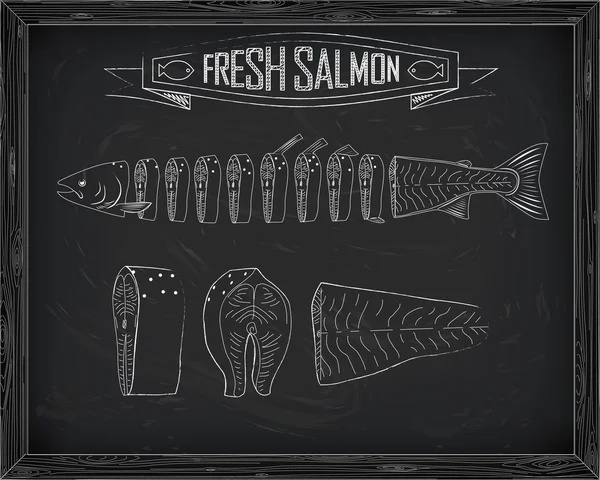 Régime de coupe saumon frais — Image vectorielle