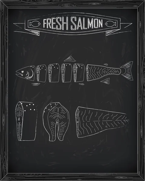 Cutting scheme fresh salmon — Stock Vector
