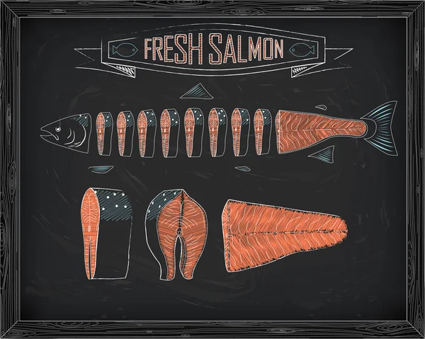 Cutting scheme fresh salmon — Stock Illustration Cutting scheme fresh salmon Stock Illustration