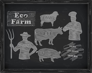 güzel sığır eti, domuz eti, kuzu ve çiftçi, yemek