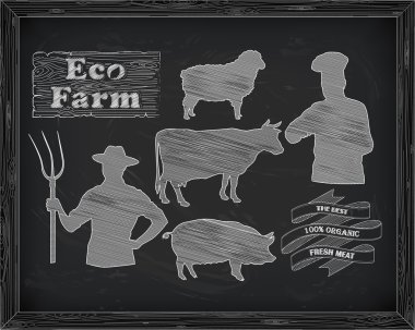 güzel sığır eti, domuz eti, kuzu ve çiftçi, yemek