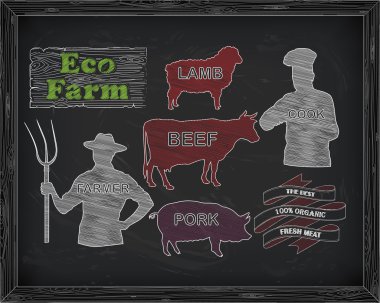 güzel sığır eti, domuz eti, kuzu ve çiftçi, yemek