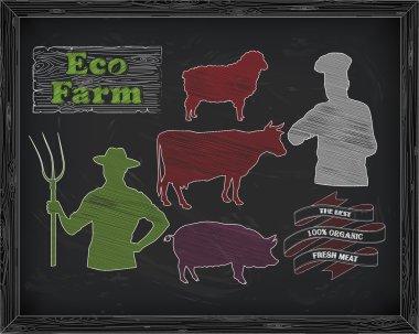 güzel sığır eti, domuz eti, kuzu ve çiftçi, yemek