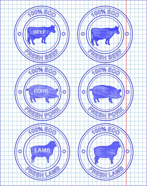 Güzel sığır eti simgesi, domuz eti, kuzu — Stok Vektör
