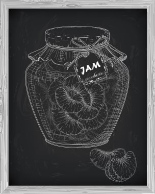 güzel mandarin üzerinde siyah bir adam ile ev yapımı reçel kavanoz