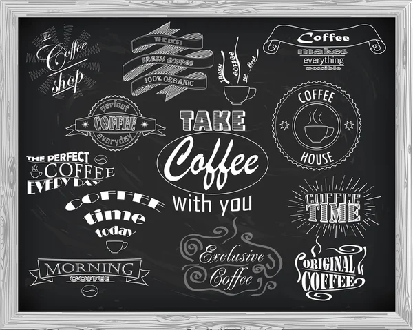 Mooi bord met inscripties koffie — Stockvector