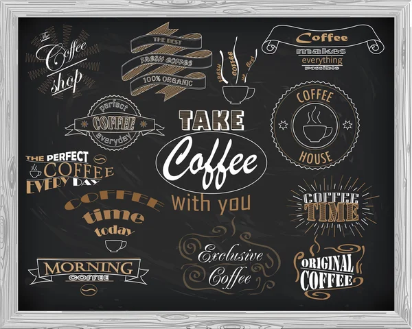 Красивый вывеска кофе с надписями — стоковый вектор