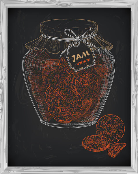 beautiful jar of homemade jam with orange on a black background