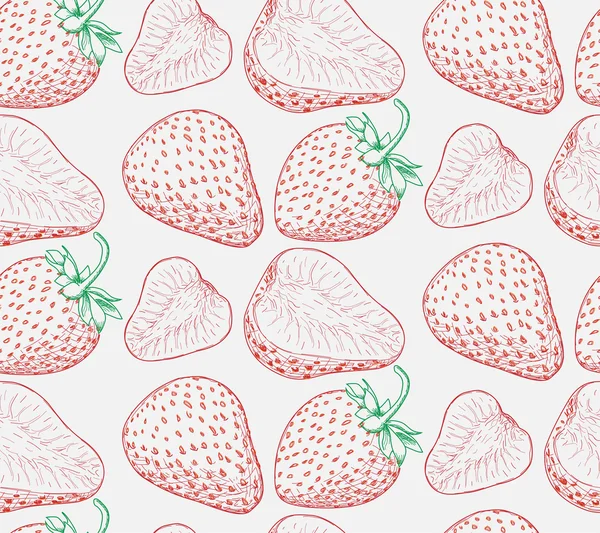 Olgun sulu kırmızı çilek ve yaprakları, desen 