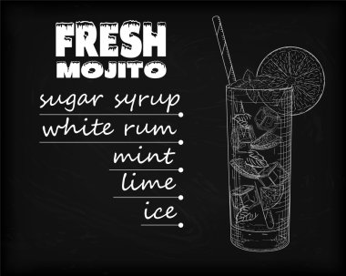 Güzel mojito buz soğuk cam siyah bir arka plan. W sodalı