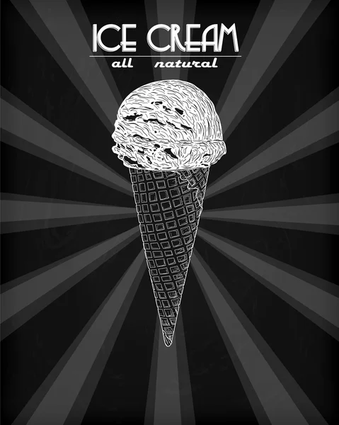 Helado suave servir cucharada, sabroso cono de helado con natural de — Vector de stock