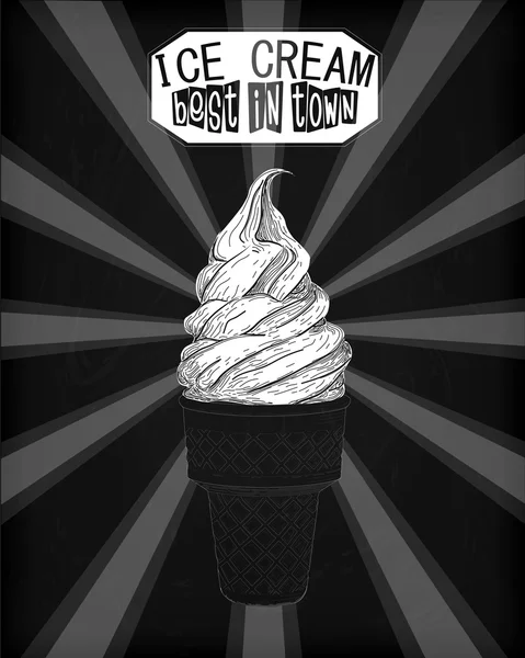Icecream м'який сервіз совок, смачний конус морозива з натуральним де — стоковий вектор