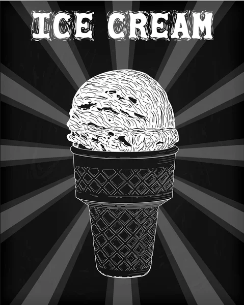 Icecream suave colher de servir, saboroso cone de sorvete com natural de —  Vetores de Stock