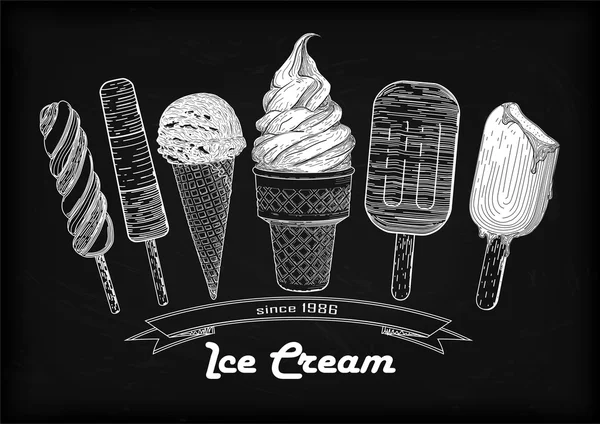 Набір морозива м'який сервіз совок, вафельна чашка, смачне морозиво конус — стоковий вектор