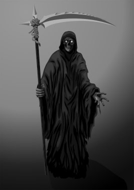 Ölüm iskelet Azrail scytheman tırpan, H için uygun ile