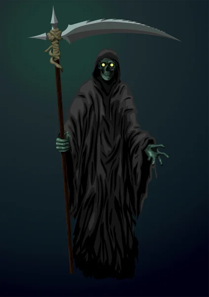 Muerte esqueleto grim Reaper scytheman con guadaña, adecuado para H — Archivo Imágenes Vectoriales