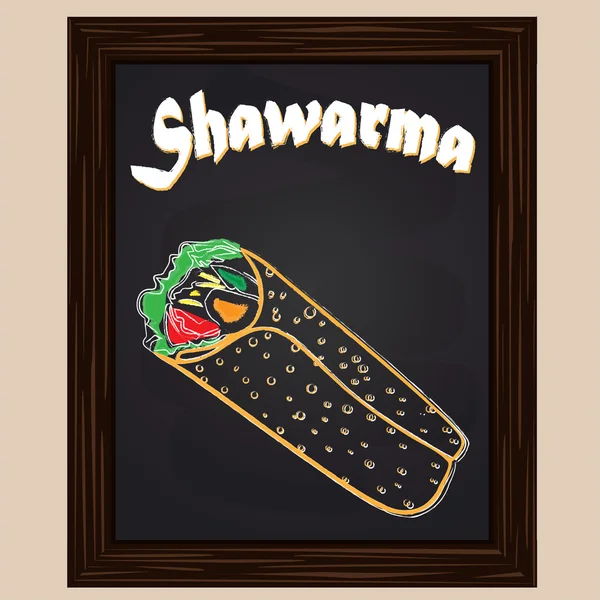 Sıcak shawarma chalkedpainted tebeşir ile — Stok Vektör