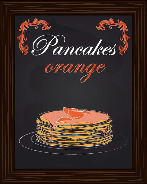 Pfannkuchen mit Orange und Marmelade auf dem Teller — Stockvektor