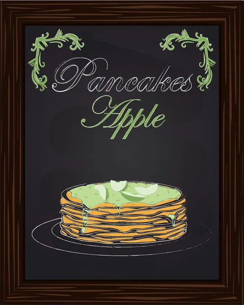 Pannkakor med äpple på en tallrik — Stock vektor