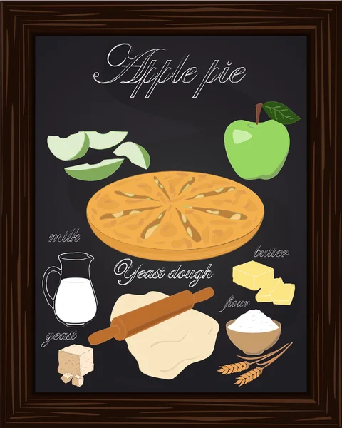 Belle tarte aux pommes et ingrédients — Image vectorielle