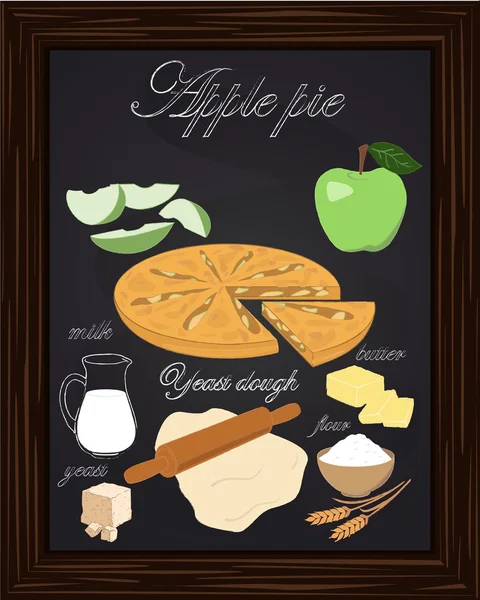 Gyönyörű almás pite és -összetevők — Stock Vector