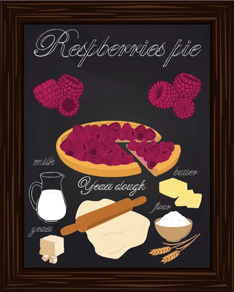 美しいラズベリーのパイや食材 — ストックベクタ