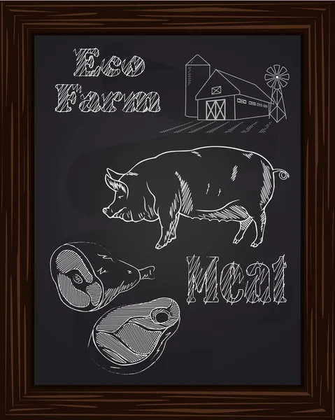 Eco term med en gris och kött — Stock vektor