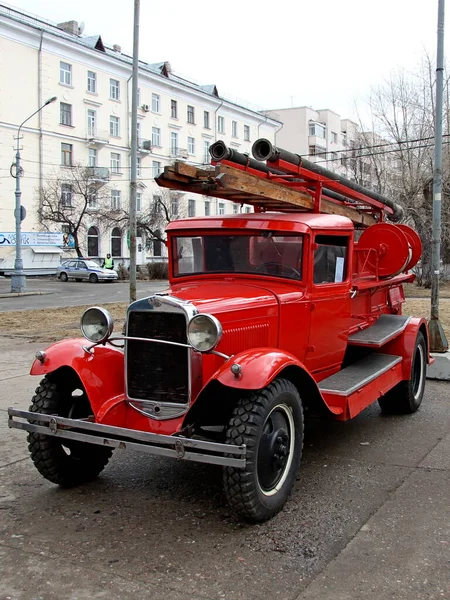 Vintage Wóz Strażacki Wystawie — Zdjęcie stockowe